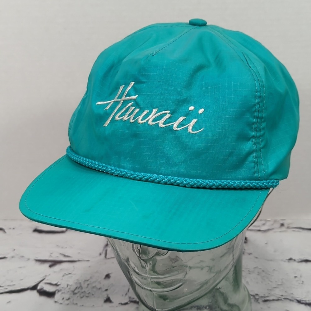 Hawaii Teal Vintage Rope Front Hat Adjustable‎ Ball Cap